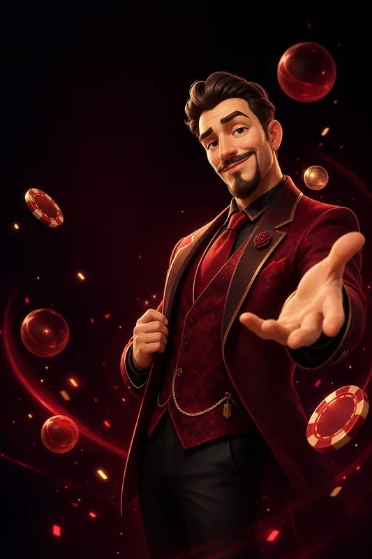 Welcome bonus host character with crimson accents