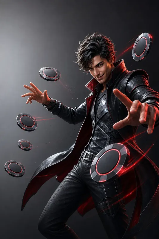 Multibet bonus character with dark metallic outfit