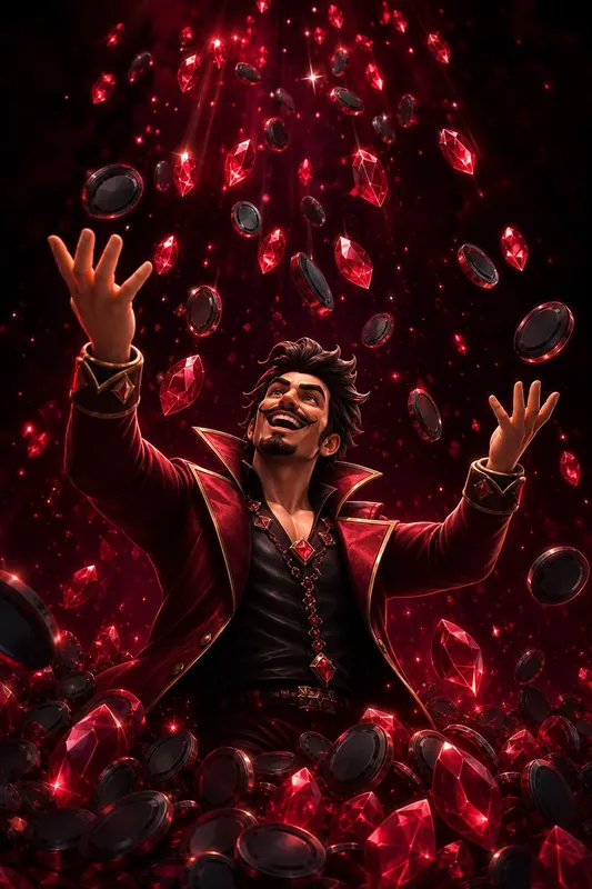 Drops and Wins character catching glowing prizes